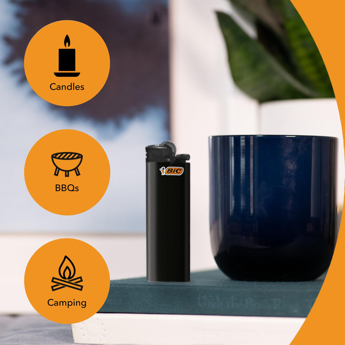 BIC Maxi Pocket Lighters, Reliable 8-Pack, Long-Lasting, All-Black