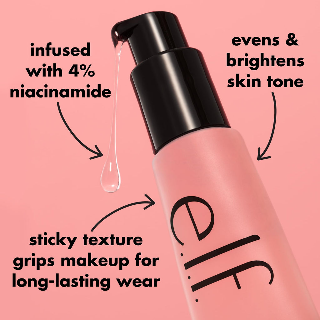 e.l.f. Power Grip Primer + 4% Niacinamide, Gel-Based & Hydrating Face Primer, Helps Visibly Even Skin & Brighten, Grips Makeup, Vegan & Cruelty-Free, 0.811 Fl Oz