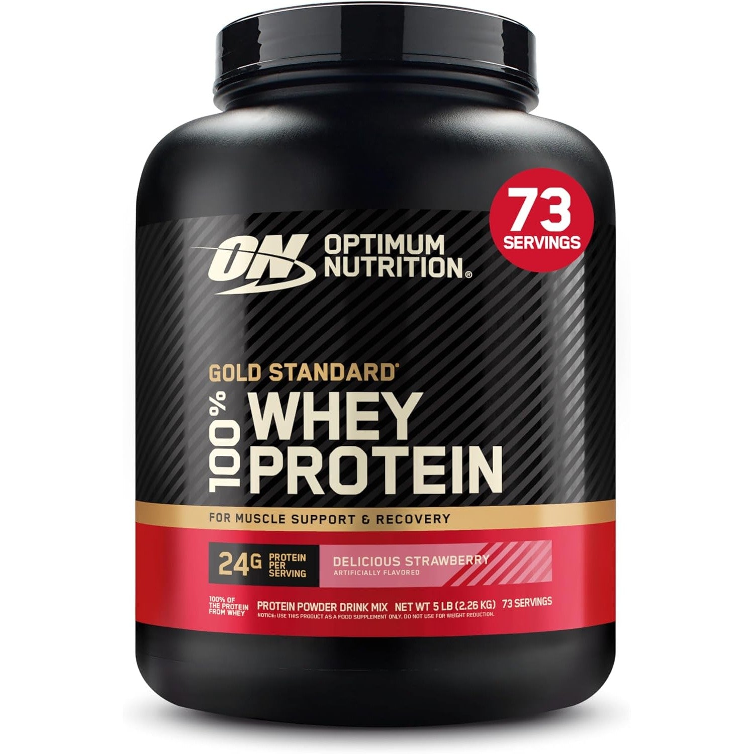 Buy now Optimum Nutrition Gold Standard 100% Whey Protein Powder, Strawberry Banana, 5 Pound (Packaging May Vary) Delicious Strawberry 5 Pound (Pack of 1) at indiglob india