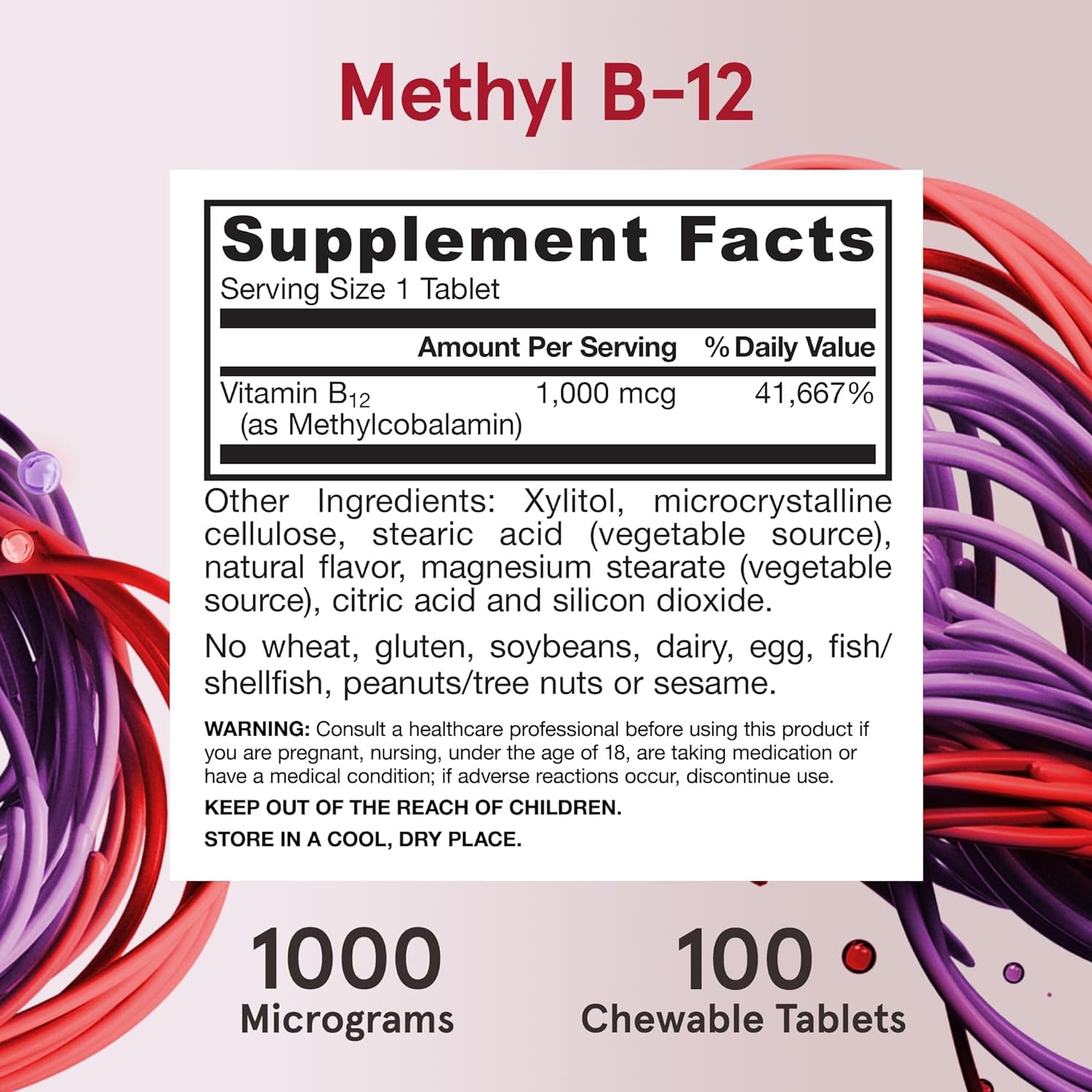 Jarrow Formulas Methyl Vitamin B-12 1000 mcg, 100 Chewable Tablets, Lemon Flavored- Vitamin B12 - Supports Cellular Energy Production, Brain Health & Metabolism - 100 Servings (Pack of 2)