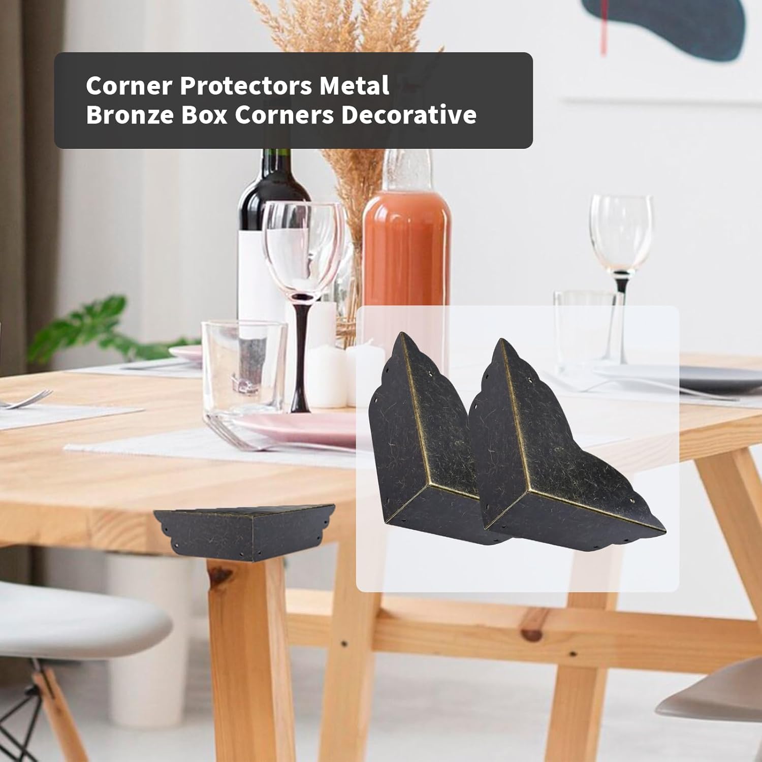 Buy now Mcredy Corner Protectors for Furniture,4 Pack Table Corner Protectors Metal Bronze Box Corners Decorative 2.8x2.8x1.2(LxWxH),Side Length 2.8" at indiglob india