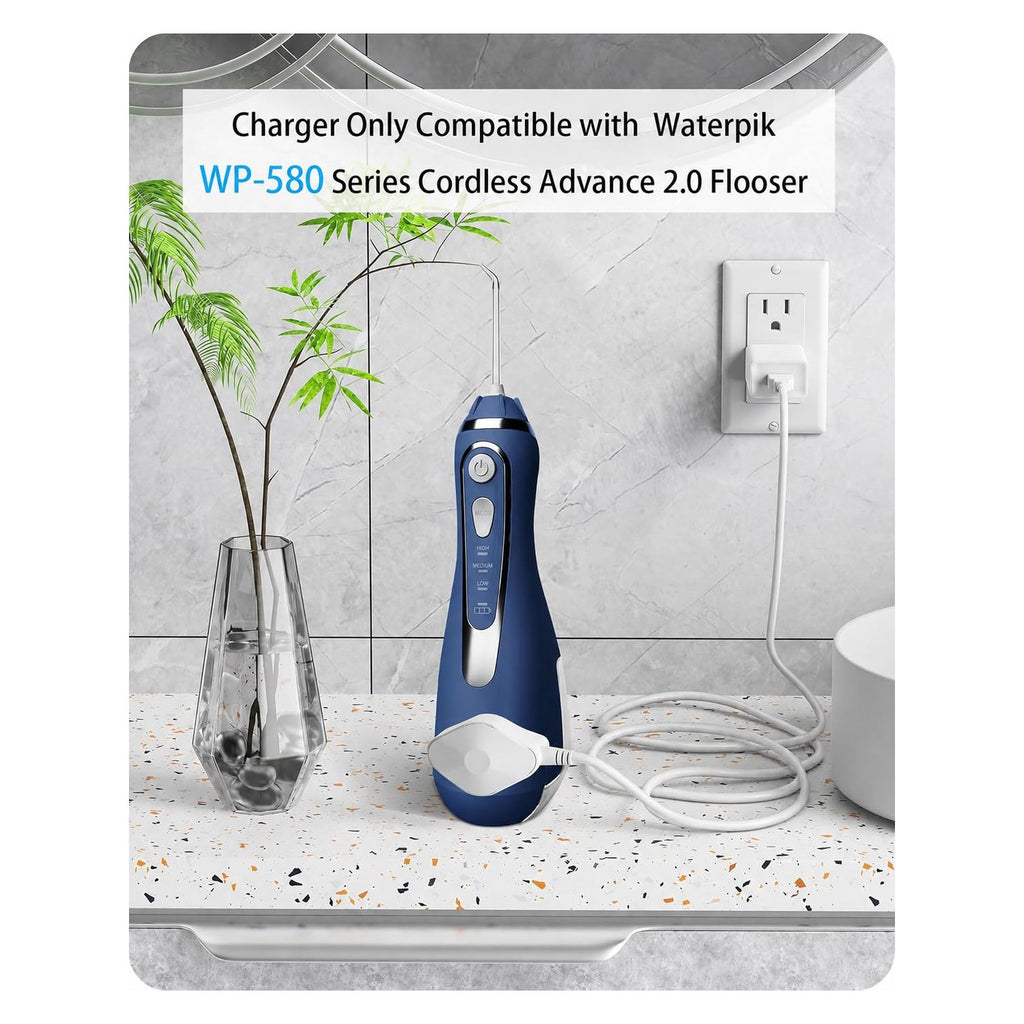 Replacement for Waterpik Charger for Waterpik Water Flosser WP-580 Series, Cordless Flosser Charger for Waterpik WP-580 WP-582 WP-583 WP-587 Cordless Advanced 2.0 Water Flosser(Not for WP-560 Series)