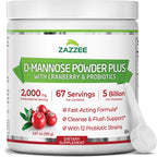 Zazzee D-Mannose Powder Plus, 2000 mg, 67 Servings, Free Scoop, Made in USA | Plus 5 Billion CFU Probiotics and Pure Cranberry Juice Extract, Kosher, 6.67 oz, Urinary Tract & Bladder Support, Non-GMO