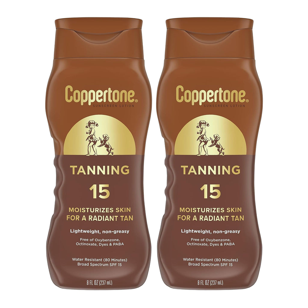 Coppertone Tanning Sunscreen Lotion SPF 8, 8 FL OZ | Sun Tanning Lotion Broad Spectrum SPF 8 with Vitamin E, Water Resistant, PABA, Oxybenzone, Octinoxate and Dye Free