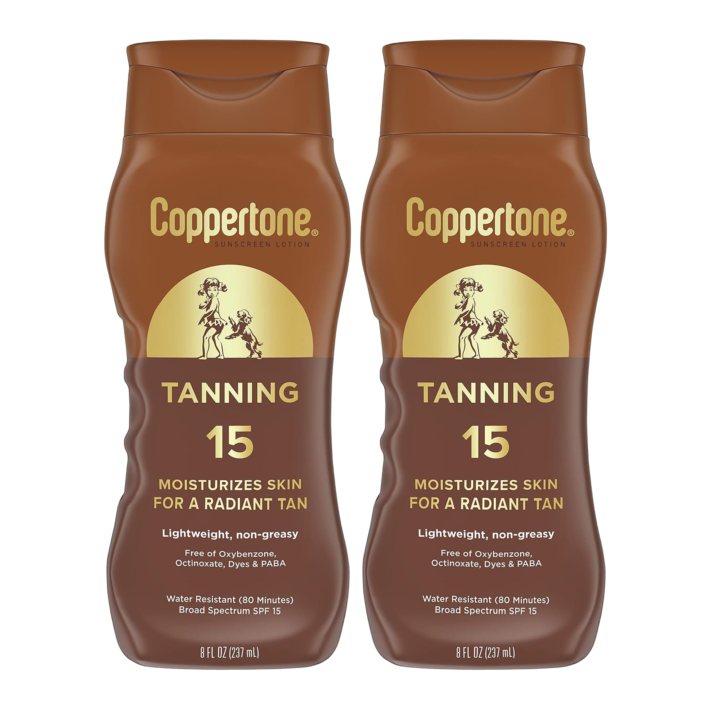 Coppertone Tanning Sunscreen Lotion SPF 8, 8 FL OZ | Sun Tanning Lotion Broad Spectrum SPF 8 with Vitamin E, Water Resistant, PABA, Oxybenzone, Octinoxate and Dye Free