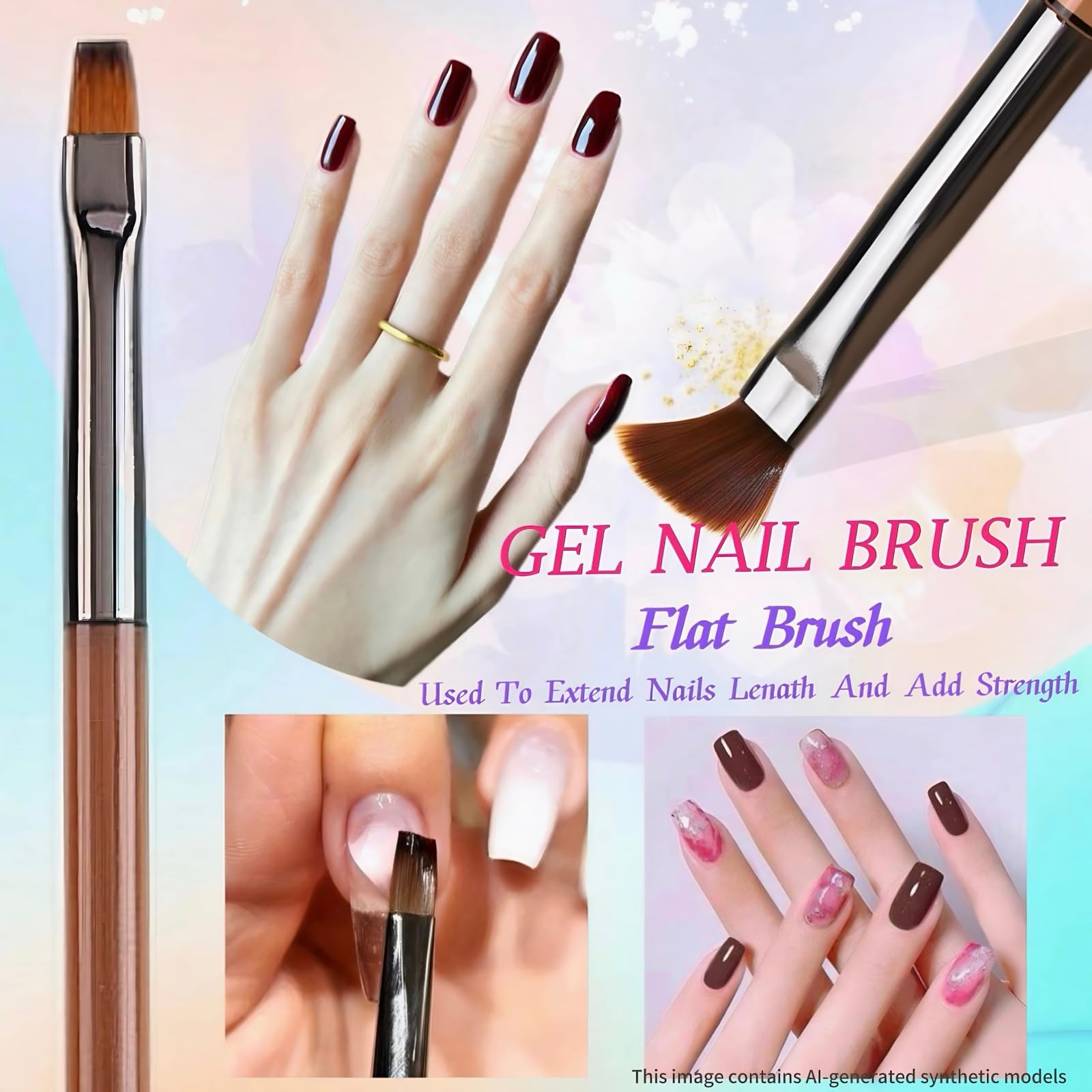 8Pcs Nail Art Brushes Set, 5 Art Liners & 3 Multi Shape Gel Builder Brushes | Liners with 7/9/11/15/25mm bristles for fine lining, gel coating & nail shaping, ideal for salon and DIY nail art
