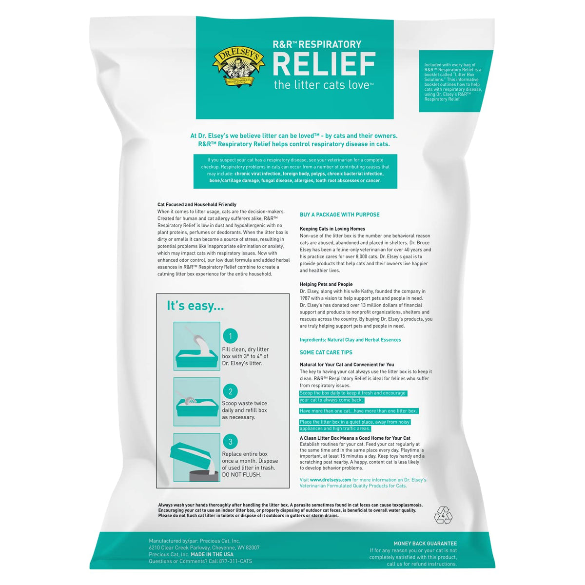Dr. Elsey's R&R Stress-Reducing Clumping Clay Cat Litter 18 lb. Bag