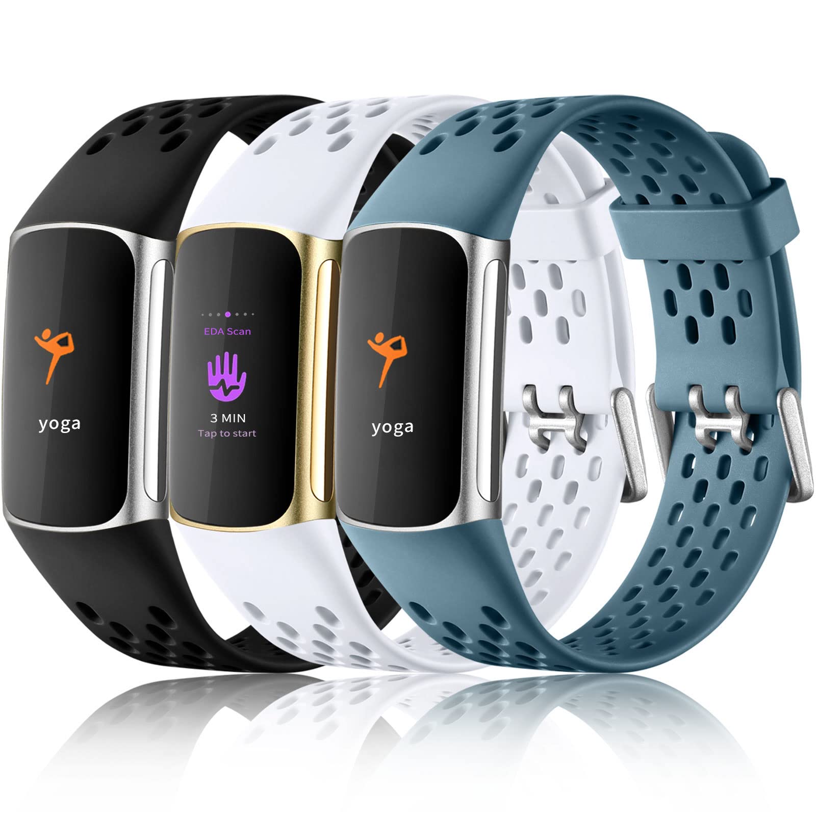 Buy now Maledan Compatible with Fitbit Charge 5/ Fitbit Charge 6 Bands Women Men, Breathable Sport Band Soft Waterproof Replacement Wristbands Strap for Fitbit Charge 5/ Charge 6 Advanced Fitness Tracker at indiglob india