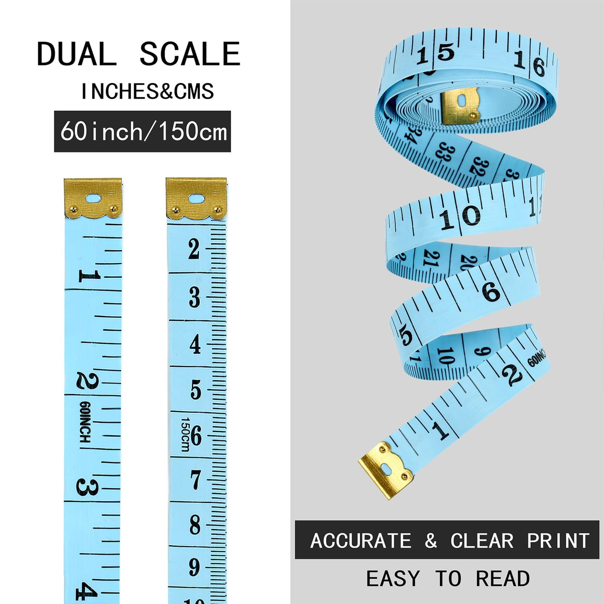 4 Pack Soft Tape Measure Body Measuring Tape, 120inch and 60inch Soft Fabric Measuring Tape Double-Sided Flexible Ruler for Weight Loss Fabric Sewing Tailor Cloth