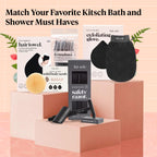 Kitsch Exfoliating Glove 1pc – Exfoliating Mitt - Black | Korean Exfoliating Mit & Deep Exfoliating Body Scrubber for Shower, Bath | Body Exfoliator Glove, Dead Skin Remover