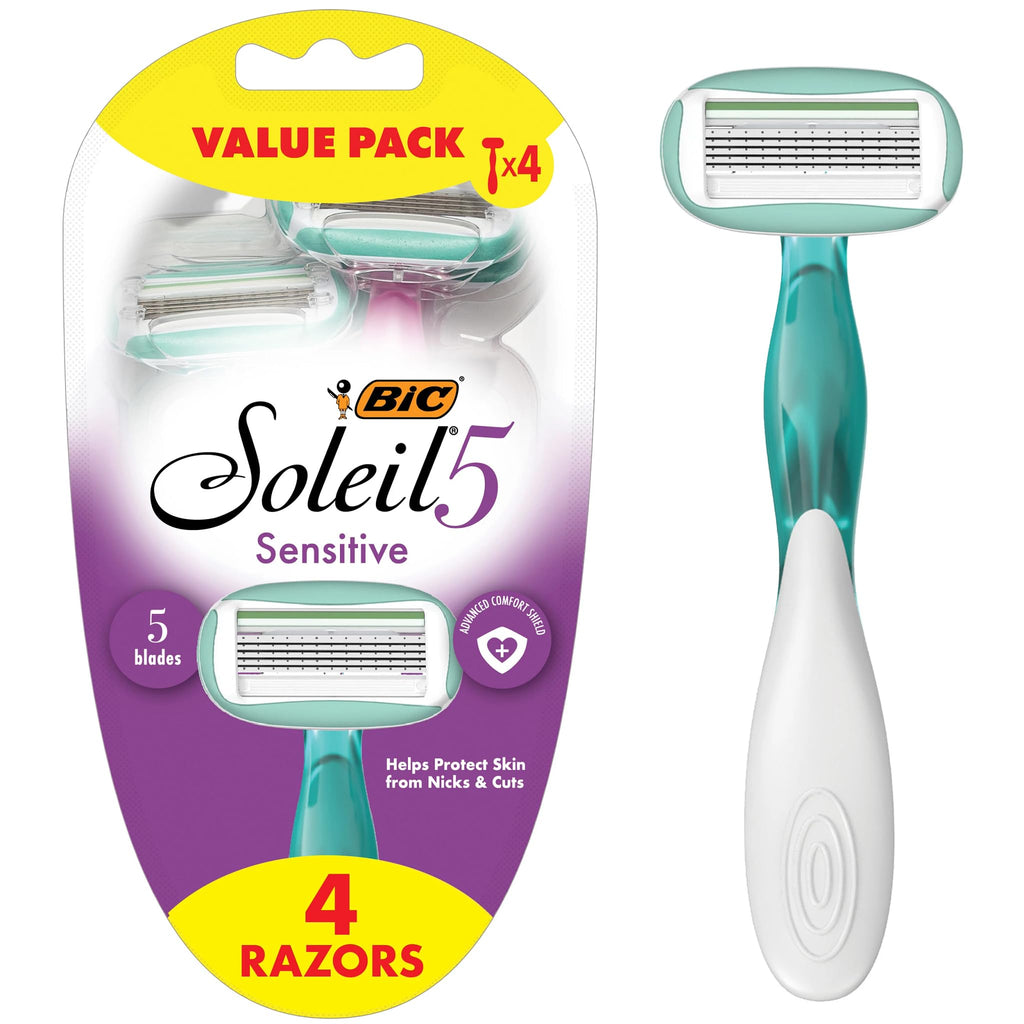 BIC Soleil 5 Sensitive Womens Disposable Shaving Razors, 2 Count, 5 Blades