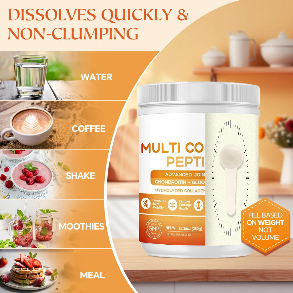 NATURE TARGET Multi Collagen Peptides Powder for Women Men, 35 Servings