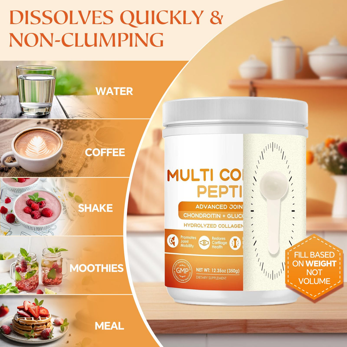 NATURE TARGET Multi Collagen Peptides Powder for Women Men, 35 Servings