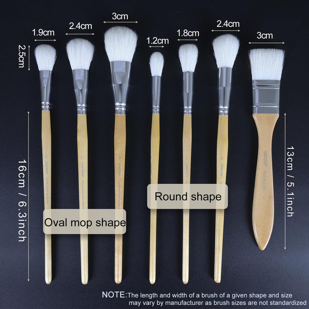 GACDR Gilding Brush Set, 7 Pieces Versatile Goat Hair Blending Mop Brushes for Acrylic Painting Wartercolor Foil Gold Leaf Flakes Sheets