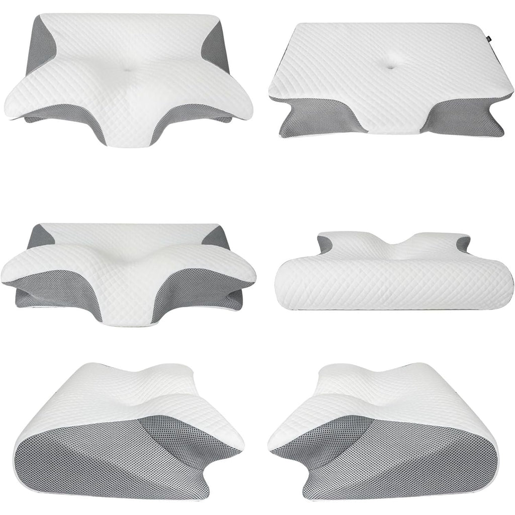 Buy now HOMCA Memory Foam Cervical Pillow, 2 in 1 Ergonomic Contour Orthopedic Pillow for Neck Pain, Contoured Support Pillows for Side Back Stomach Sleepers at indiglob india