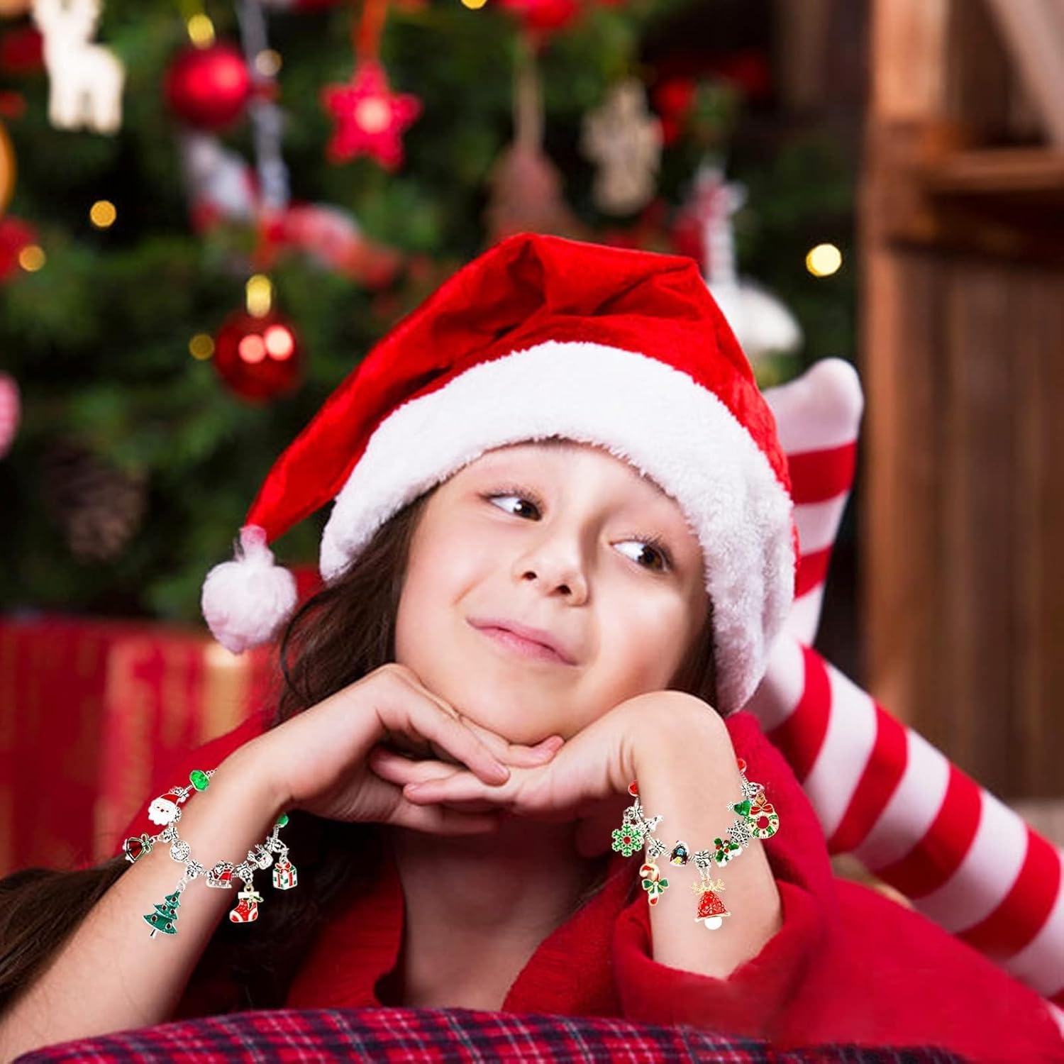 Buy now Christmas Advent Calendar Bracelets 2025 for Girls 24 Days Xmas Countdown Calendar DIY Jewelry Making Kit Gift 22 Charm Beads 2 Bracelets for Kids Teens Women at indiglob india