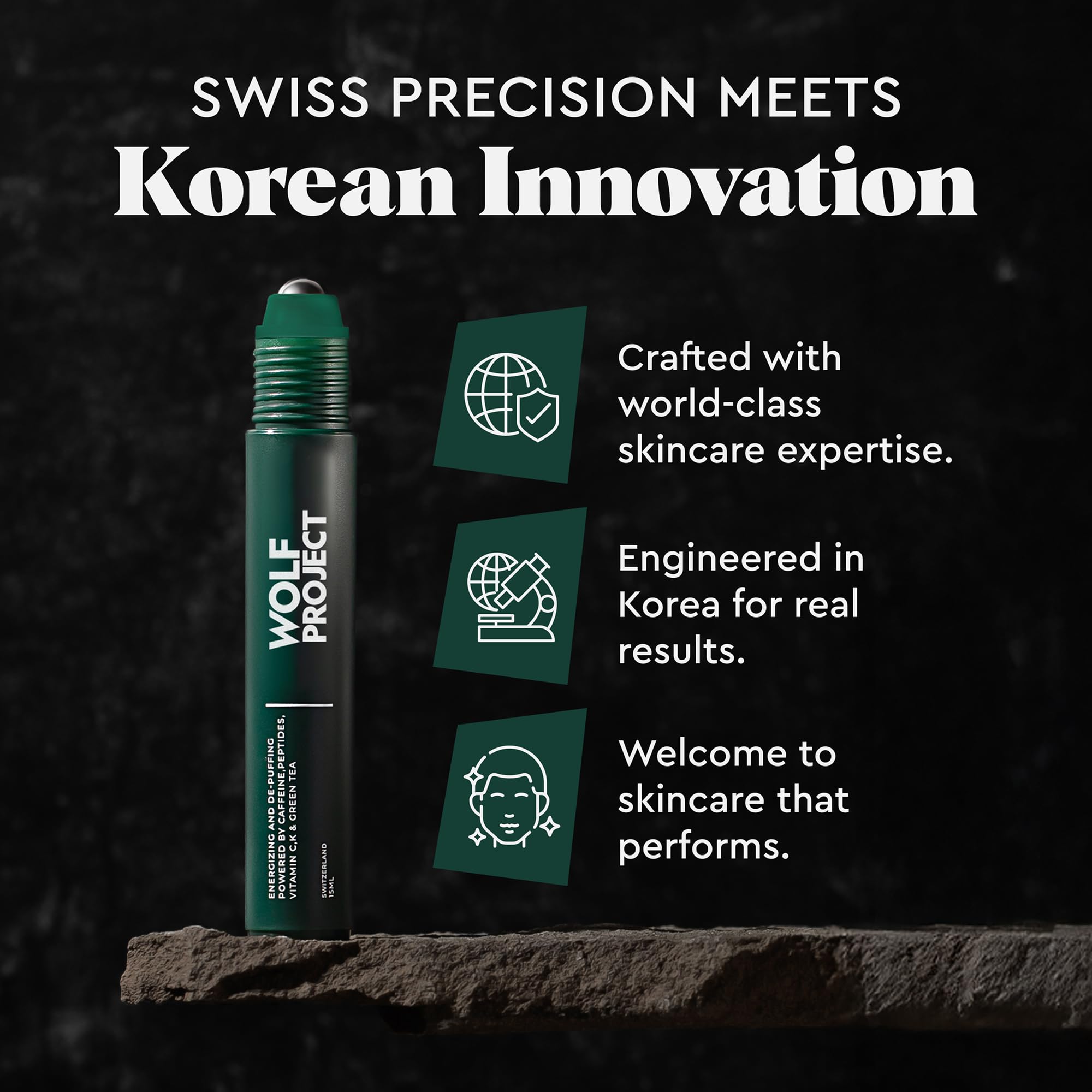 Buy now Wolf Project Under Eye Roller - Korean Beauty, with Caffeine, Vitamin C and Peptides - Energizing Serum for Dark Circles and Puffiness, Fine Lines, Wrinkles - Gel-Based Brightening Cream at indiglob india