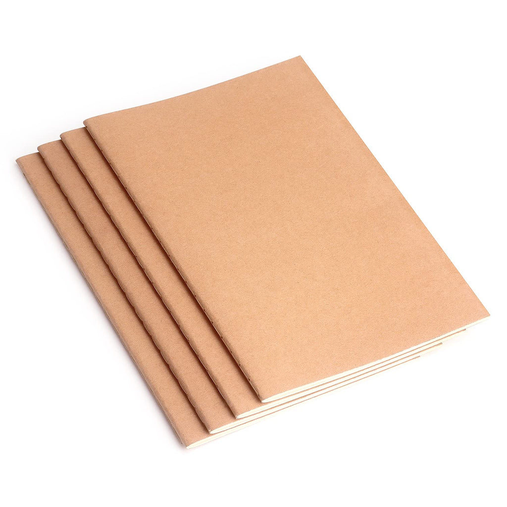 ZZTX 4 Pack Blank Kraft Notebooks A5, 36 Pages, 8.3 X 5.5 Inch