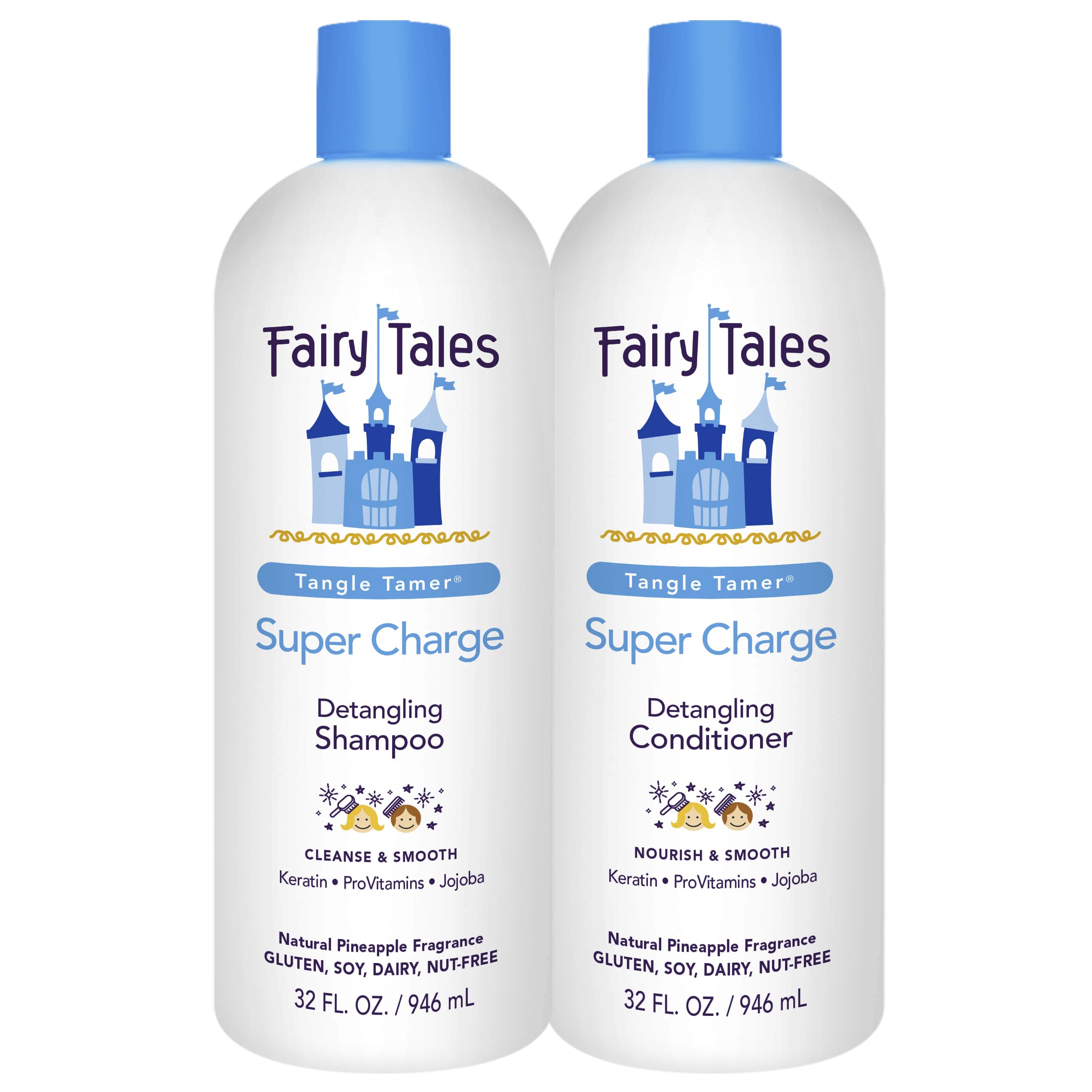 Fairy Tales Tangle Tamer Detangling Shampoo & Conditioner Kids 12 Oz | 2 Pack, Ultra Moisturizing, Anti Frizz Protection, Paraben Free, Sulfate Free