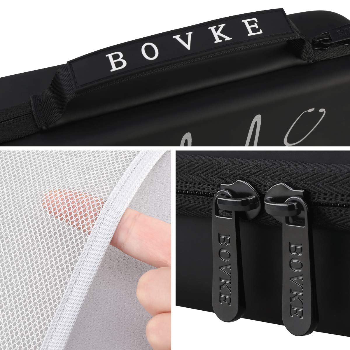 Buy now BOVKE Stethoscope Case for 3M Littmann Classic III, Lightweight II S.E, MDF Acoustica Deluxe Stethoscopes - Extra Room for Medical Bandage Scissors EMT Trauma Shear and LED Penlights, Black at indiglob india