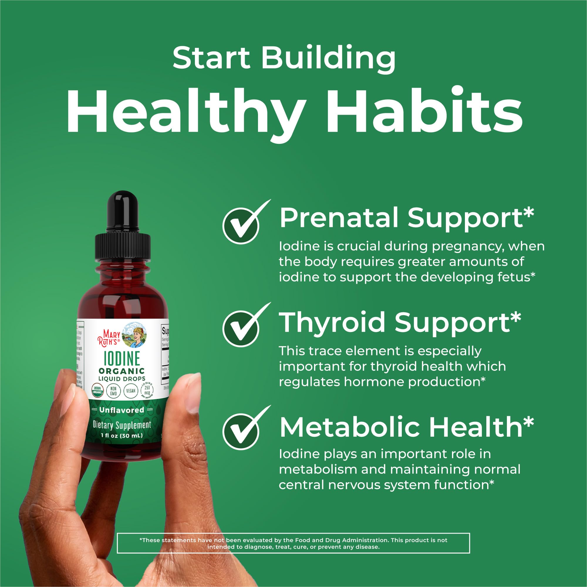 MaryRuth's Organic Iodine Liquid Drops, Potassium Iodide, 15 Month Supply | Potassium Iodide, 1 Year Supply, 450 Servings, Thyroid Health, USDA Organic