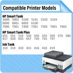 31 32XL Ink Bottle Set Refill for HP Smart Tank 7600 7602 7300 7301 7001, 5000 5101 5102, 6000 6001 651 551 Printer. Black CMY