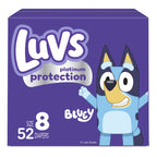 Luvs Size 8 Baby Diapers, Platinum Protection Bluey Diapers for Day & Night,Size 8 (46+ lb), 52 Count