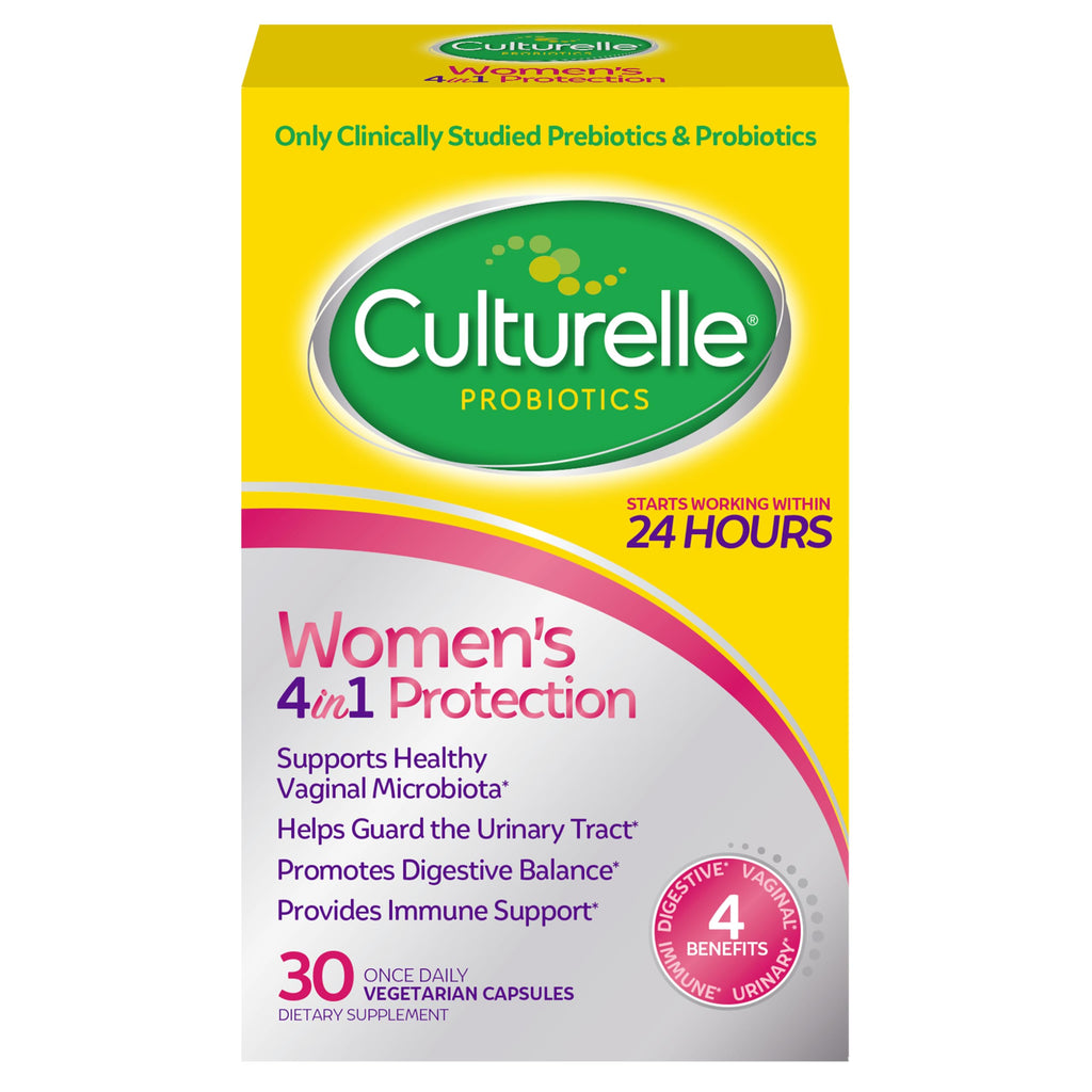 Culturelle Probiotics for Women with Prebiotics, 4-in-1 Benefits, 30 Count | 5 Strain Probiotic Blend, Vaginal, Urinary Tract, Digestive & Immune Plus Occasional Gas & Bloating Support*
