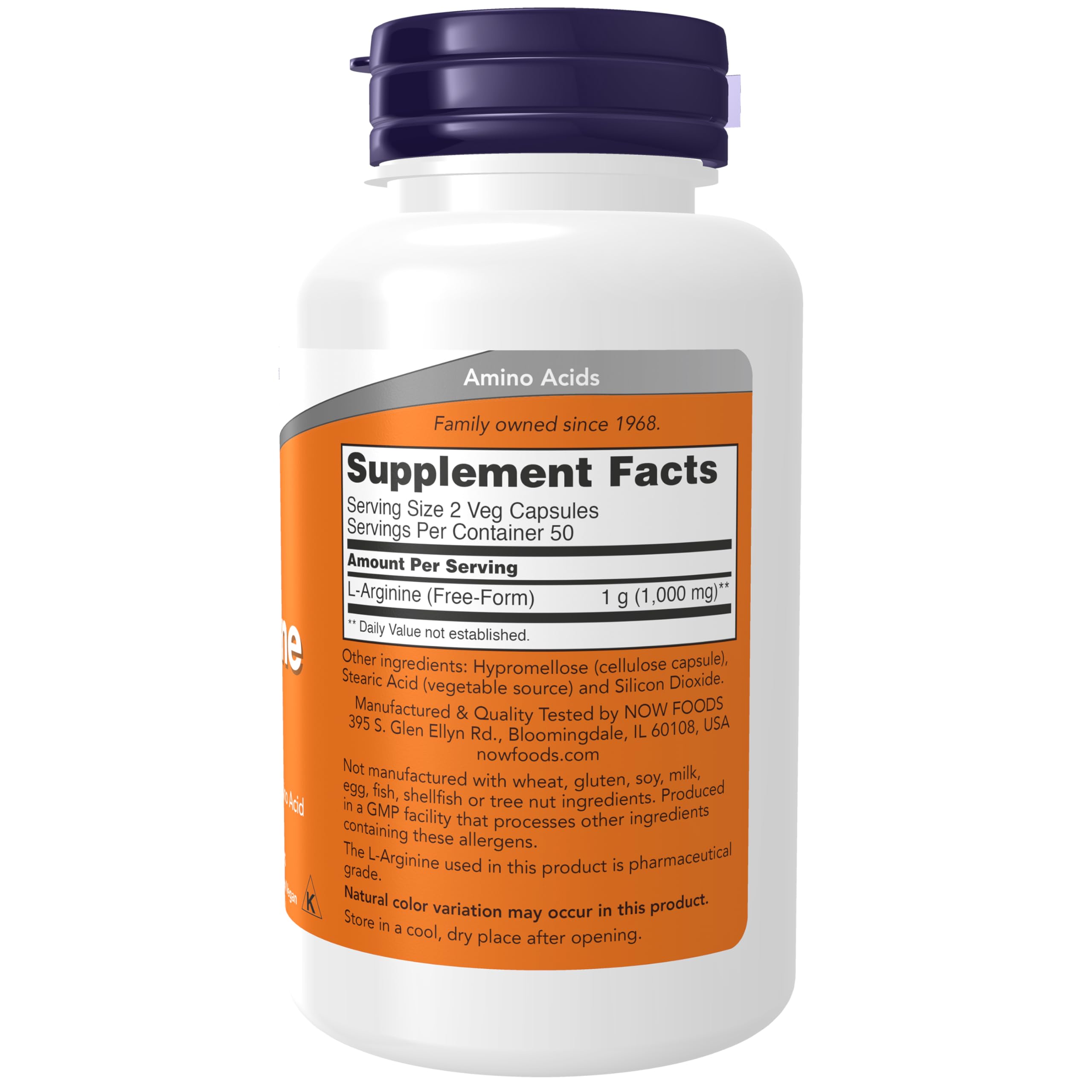 Buy now NOW Foods Supplements, L-Arginine 500 mg, Nitric Oxide Precursor*, Amino Acid, 100 Veg Capsules at indiglob india