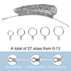 Ring Sizer Measuring Tool Kit, 27 PCS Premium Stainless Steel Measuring Ring Tool, US Ring Size 0-13 with Half Size, 2 PCS Reusable Finger Size 1-17 USA Rings Size with Magnified Glass