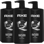 AXE Men's Body Wash, Black, 3-Pack – 3-in-1 Body, Face & Hair Wash, Frozen Pear and Cedarwood Scent, 33.8 Oz Ea