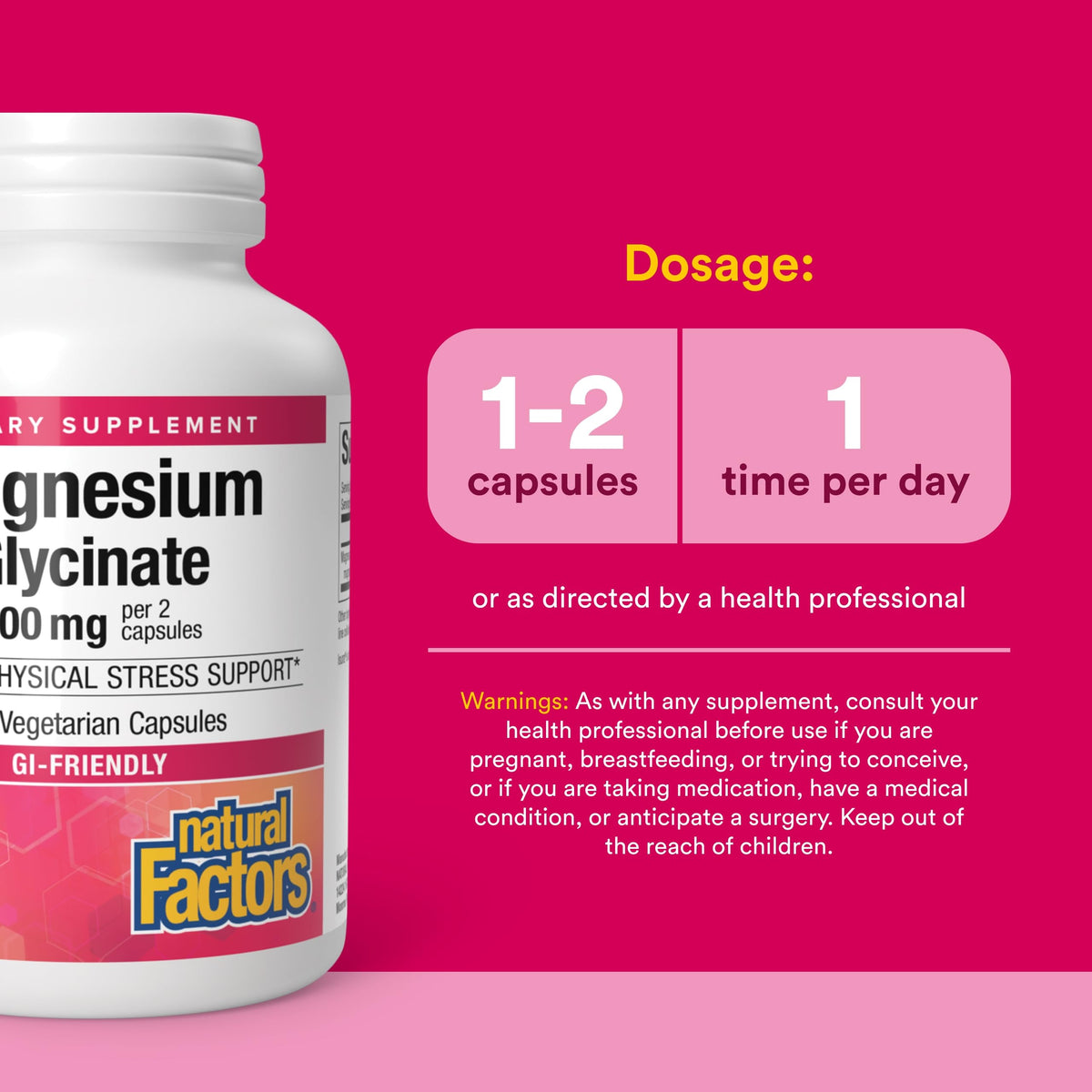 Natural Factors Magnesium Glycinate 400 mg for Stress Support*,120 Servings