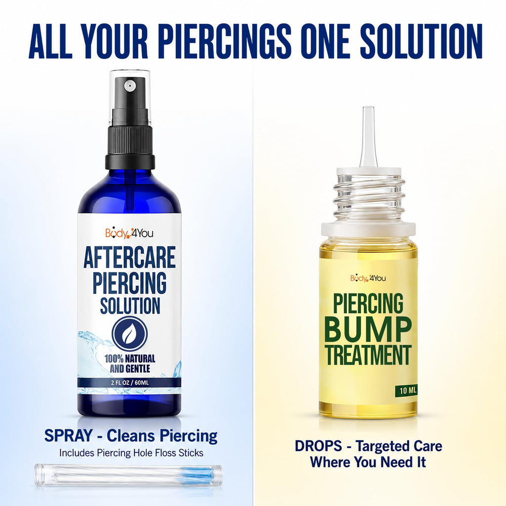 BodyJ4You Piercing Aftercare Kit - Spray Bump Oil Piercing Cleaner Floss