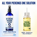 BodyJ4You Piercing Aftercare Kit - Spray Bump Oil Piercing Cleaner Floss