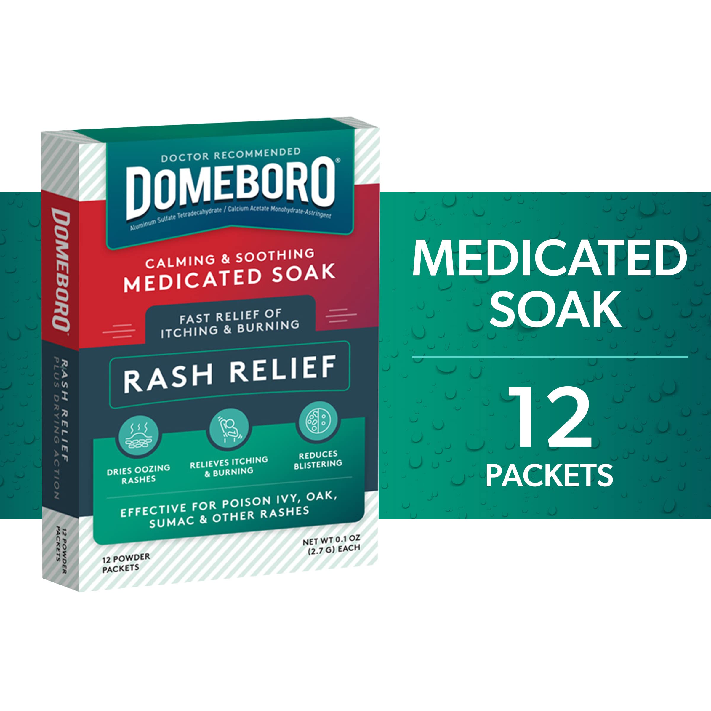 Buy now Domeboro Medicated Soak Rash Relief (Burowâ€™s Solution), 12 Count (Pack of 1) - Packaging May Vary at indiglob india