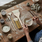 12 PCS Pottery Glaze Brushes Set with Goat Hair & Hake Brush,Professional Soft Bristle for Ceramic, Pottery, Clay, Acrylic Painting