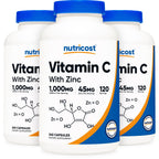 Nutricost Vitamin C with Zinc Capsules, 120 Servings, Gluten Free, GMO-Free | 1000mg Vitamin C, 45mg Zinc