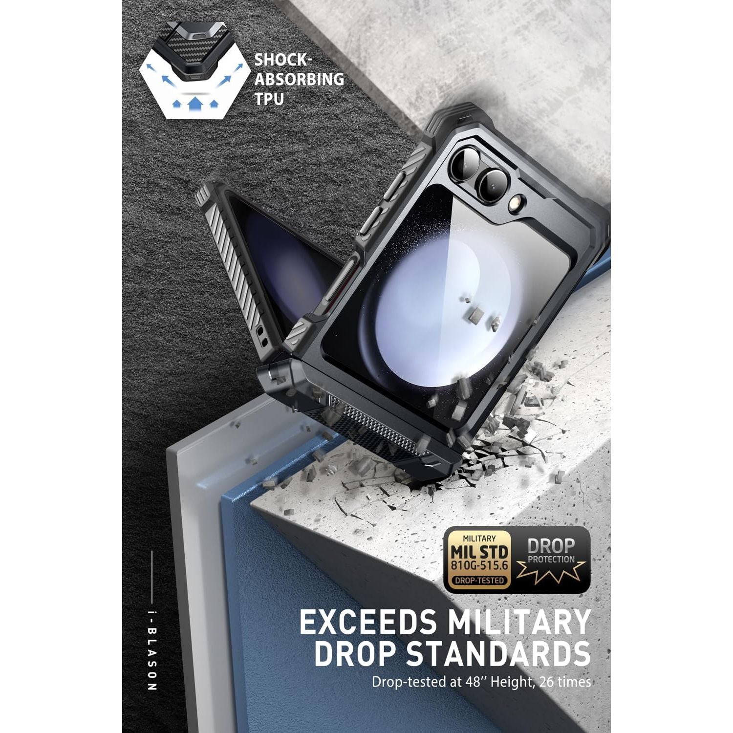 Buy now i-Blason for Samsung Galaxy Z Flip 5 Case with Stand, [Built-in Screen Protector] [Hinge Protection], Full-Body Protection Magnetic Phone Case for Galaxy Z Flip 5, Black at indiglob india