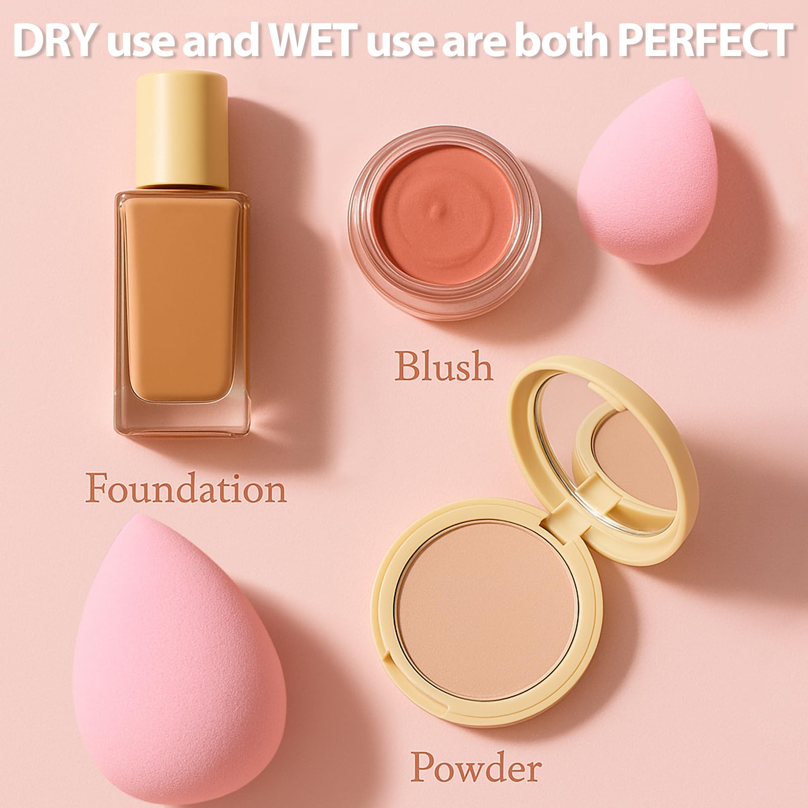 Foonbe Makeup Sponge Set, 7 Pcs Multi Colored Blender Sponges | Liquid Cream Powder Use, Latex Free Vegan & Cruelty-Free, with 1 Mini Sponge, Assorted Beauty Sponge Shapes, Travel Case