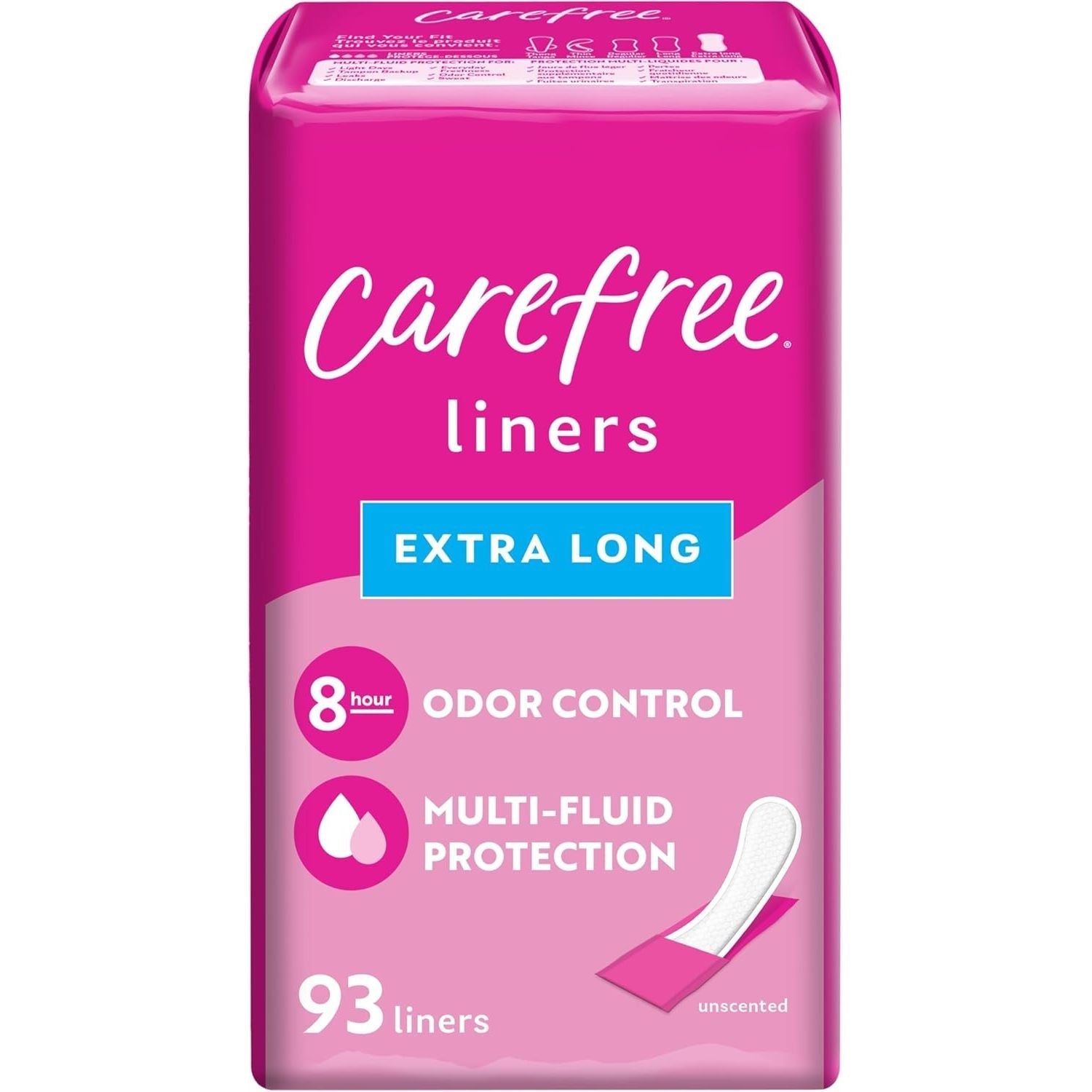 Buy now Carefree Acti-Fresh Body Shape Pantiliners Extra Long Unscented - 93 Count, Packaging may vary at indiglob india