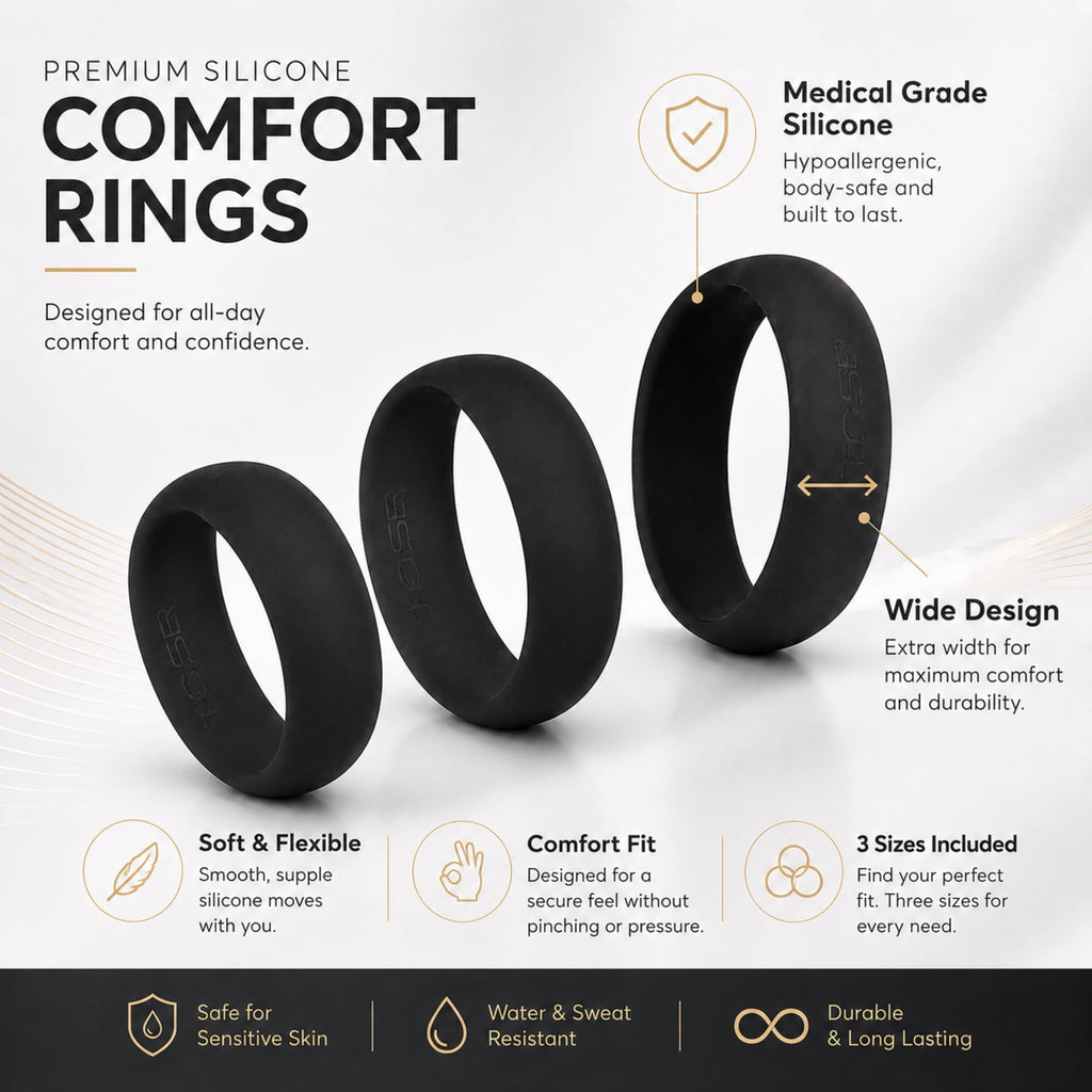 TCSR 6 Different Size Cock Rings - Medical Grade Soft Silicone Penis Rings - Better Sex
