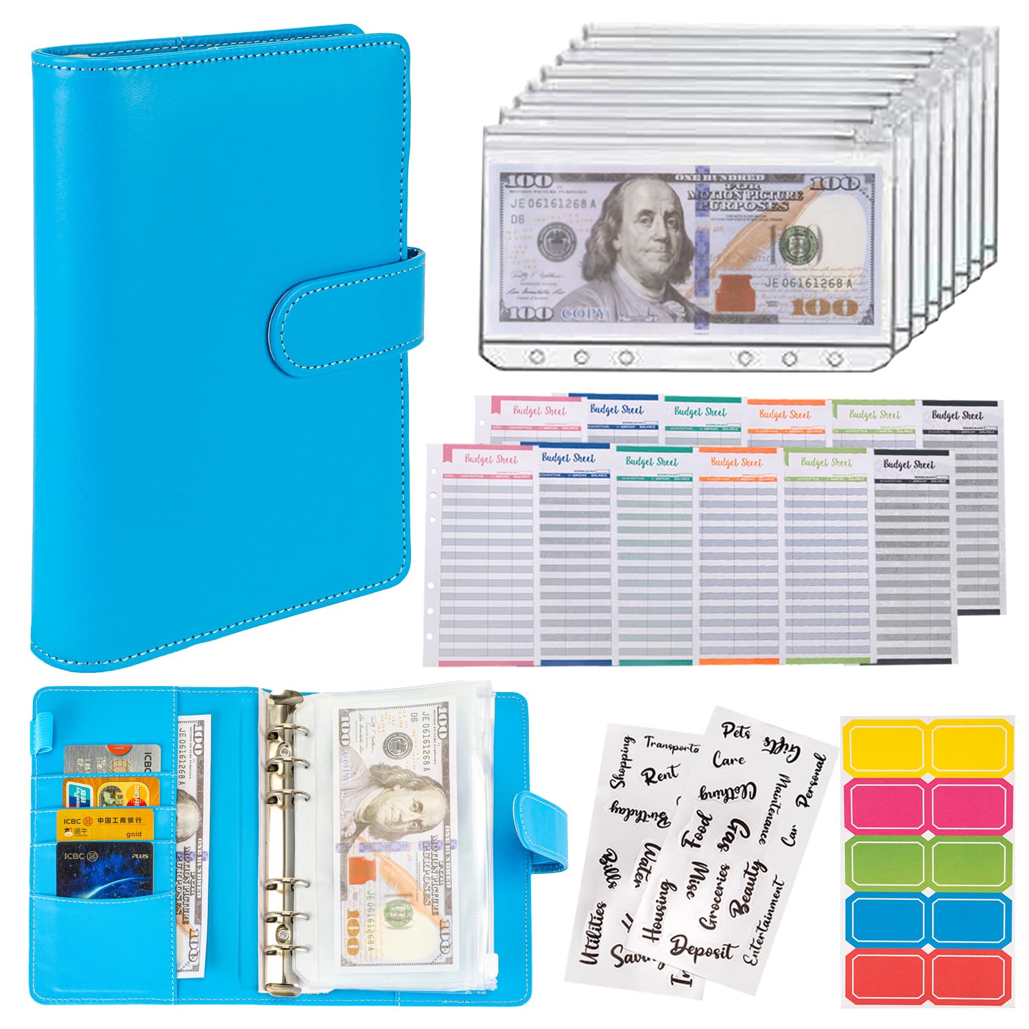 Buy now NICOOTHBudget Binder Cash Envelopes A6 Money Saving Binder with Zipper envelopes (Purple) Dark Blue at indiglob india