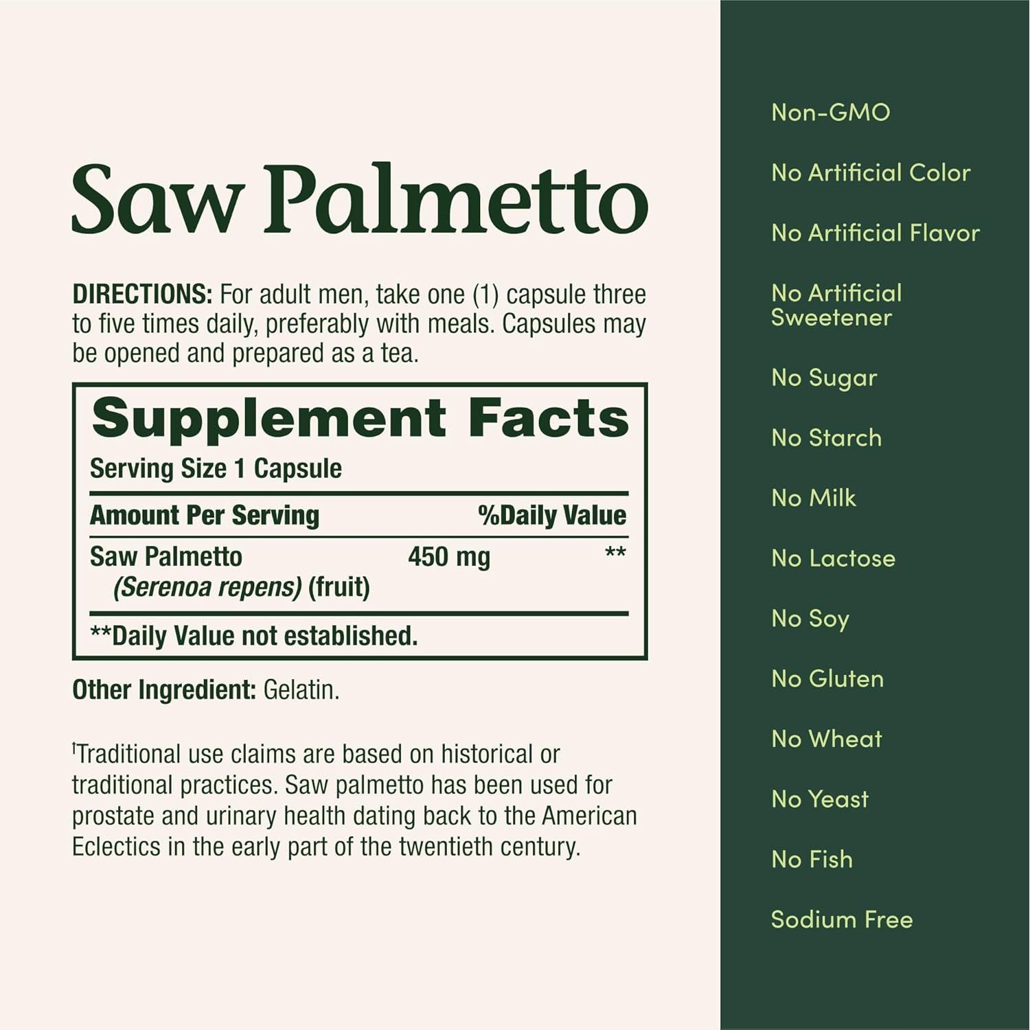 Buy now Nature's Bounty Saw Palmetto Support for Prostate and Urinary Health, Herbal Health Supplement, 450mg, 250 Capsules at indiglob india