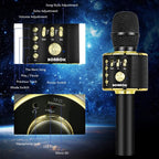 Buy now BONAOK Wireless Bluetooth Karaoke Microphone, 3-in-1 Portable Handheld Mic Speaker Machine for All Smartphones, Gifts to Girls Boys Kids Adults All Age Q37(Black Gold) at indiglob india