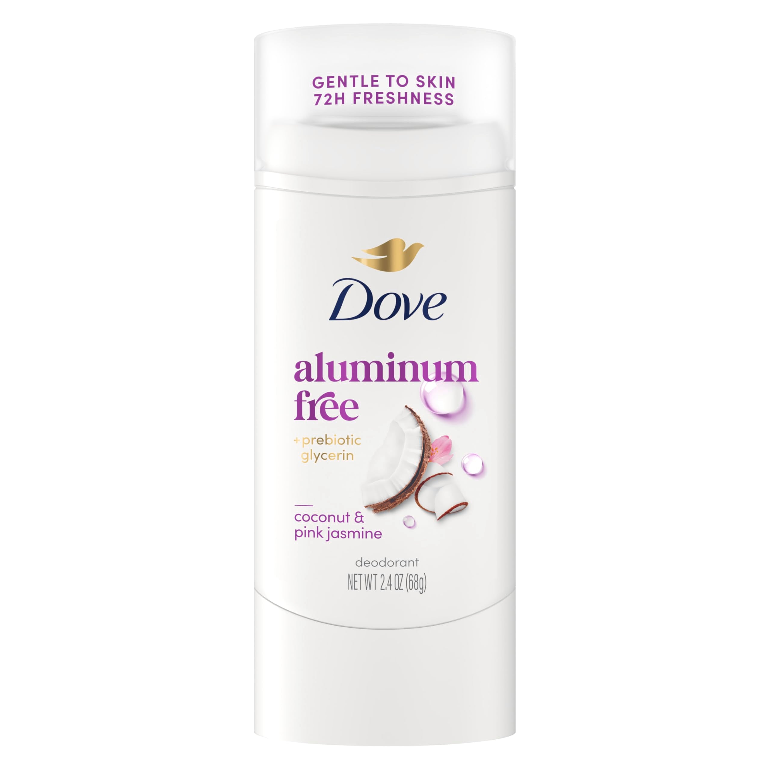 Dove Deodorant Stick Coconut & Pink Jasmine Aluminum Free 2.4 Oz | 72H Odor Protection