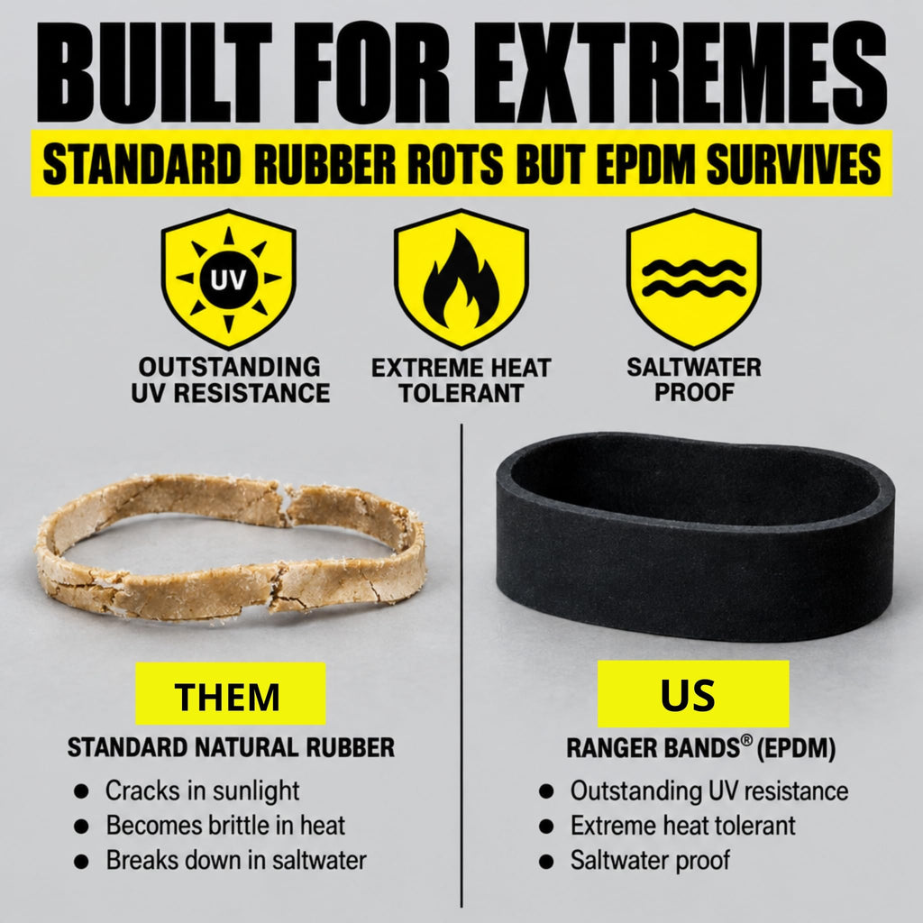 Ranger Bands® 35 Count Mixed Count Made from EPDM Rubber for Survival and Strapping Gear Made in The USA Tactical Rubber Bands, Heavy Duty Rubber Bands Black.