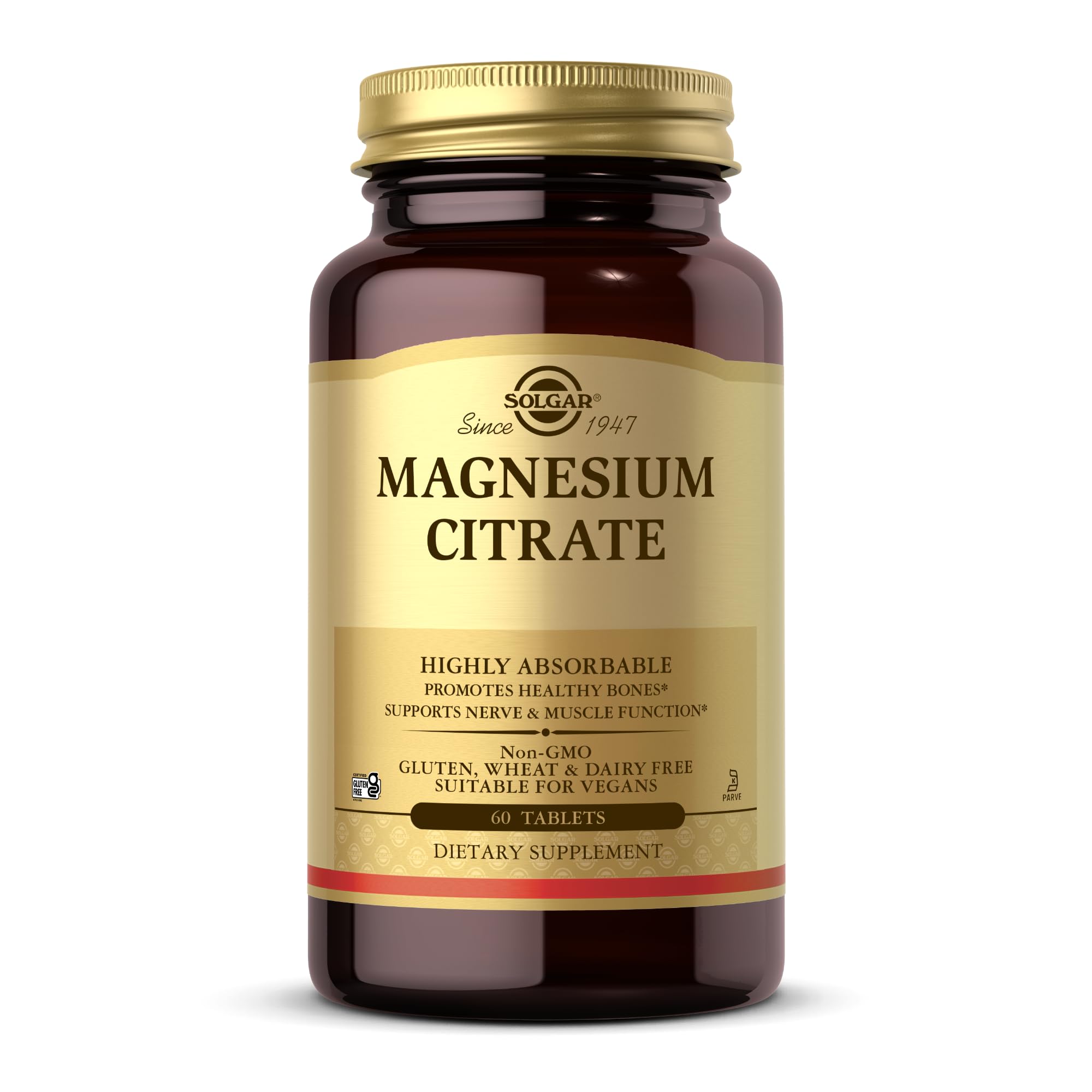 Solgar Magnesium Citrate, 120 Tablets - Promotes Calm, Non-GMO, Gluten Free | Supports Muscle Function and Relaxation, Gluten Free - 120 Tablet Serving