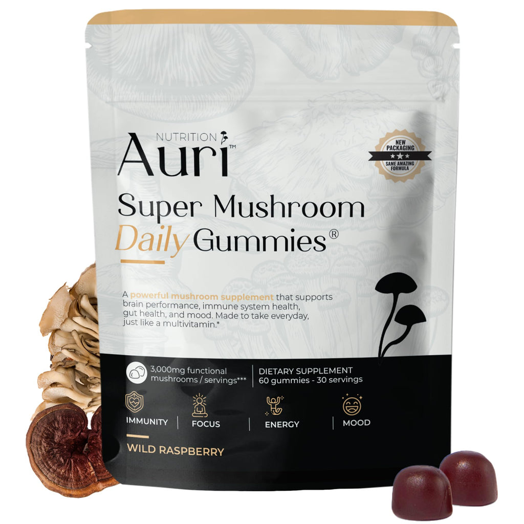 Nutrition Super Mushroom Daily Gummies – All-in-One Functional Gummy with 12 Mushroom Blend Including Lion’s Mane, Reishi, Chaga & Cordyceps – 60 Gummies