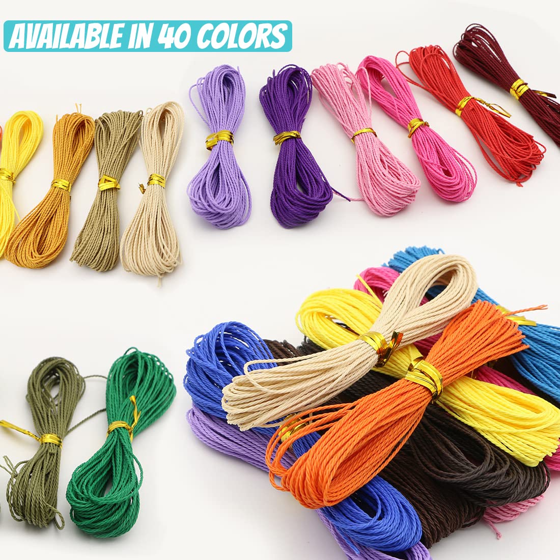 40 Colors 1mm Waxed Polyester Cord 437 Yard Waxed Bracelet Cord