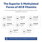 BioActive Vitamin B Complex - Blood Stream Ready, Methylated B Complex - Featuring Methylfolate, 3 BioActive Forms of B12, BenfoPure® B1 & Pantesin® B5 - 12 B Vitamins in Clinical Doses - 60 Servings